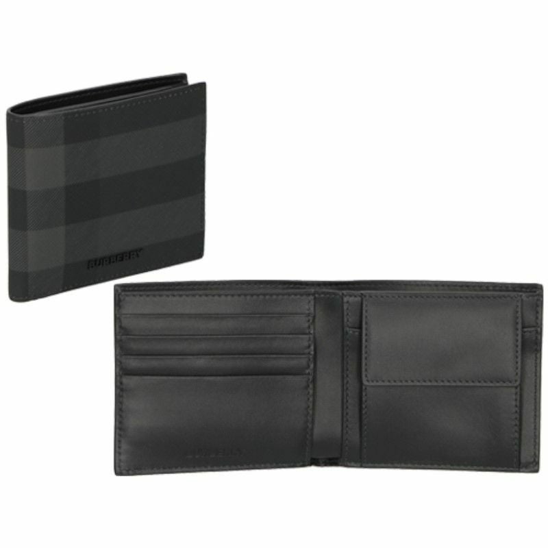 BURBERRY 二つ折り財布 黒 ブラック チェック BURBERRY（バーバリー） 二つ折り財布 メンズ ブランド チェック