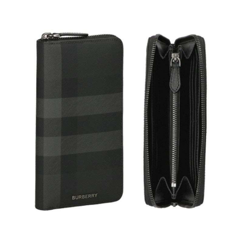 バーバリー BURBERRY 長財布 メンズ ブラック 8064586 A1208 ラウンドファスナー チェック