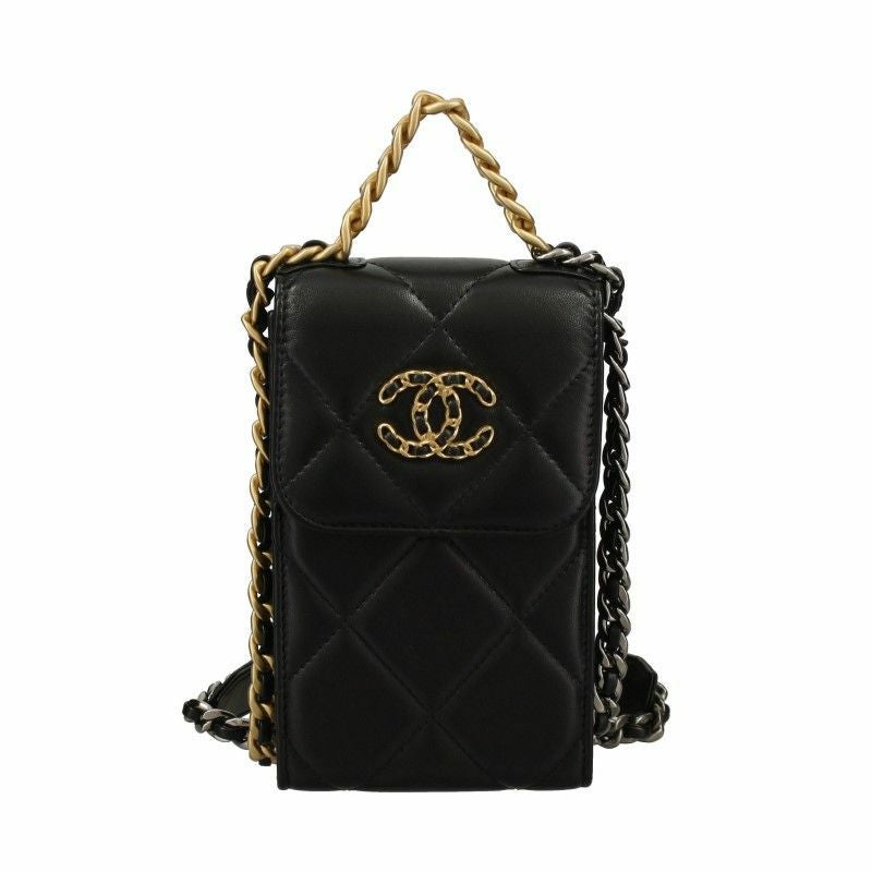 シャネル スマホショルダー レディース ブラック CHANEL AP1773 B04852 94305
