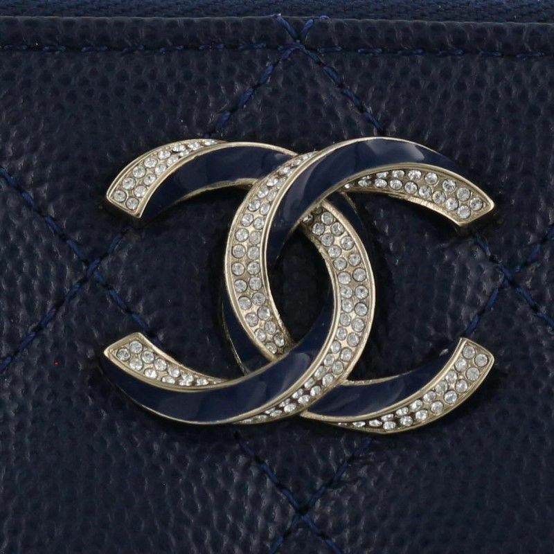 シャネル CHANEL 長財布 ラウンドファスナー レディース ネイビー