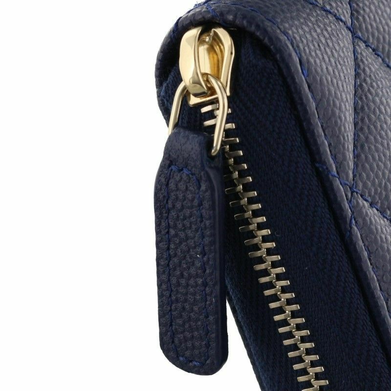 シャネル CHANEL 長財布 ラウンドファスナー レディース ネイビー