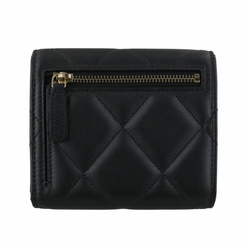 シャネル CHANEL 三つ折り財布 折財布 ミニ財布 レディース ブラック