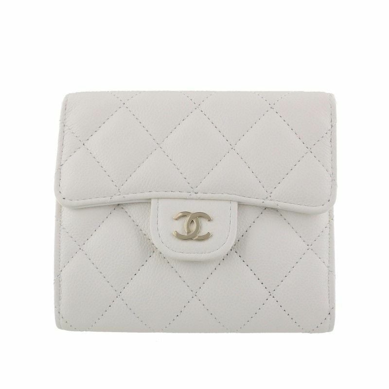 シャネル CHANEL 三つ折り財布 折財布 ミニ財布 レディース ホワイト
