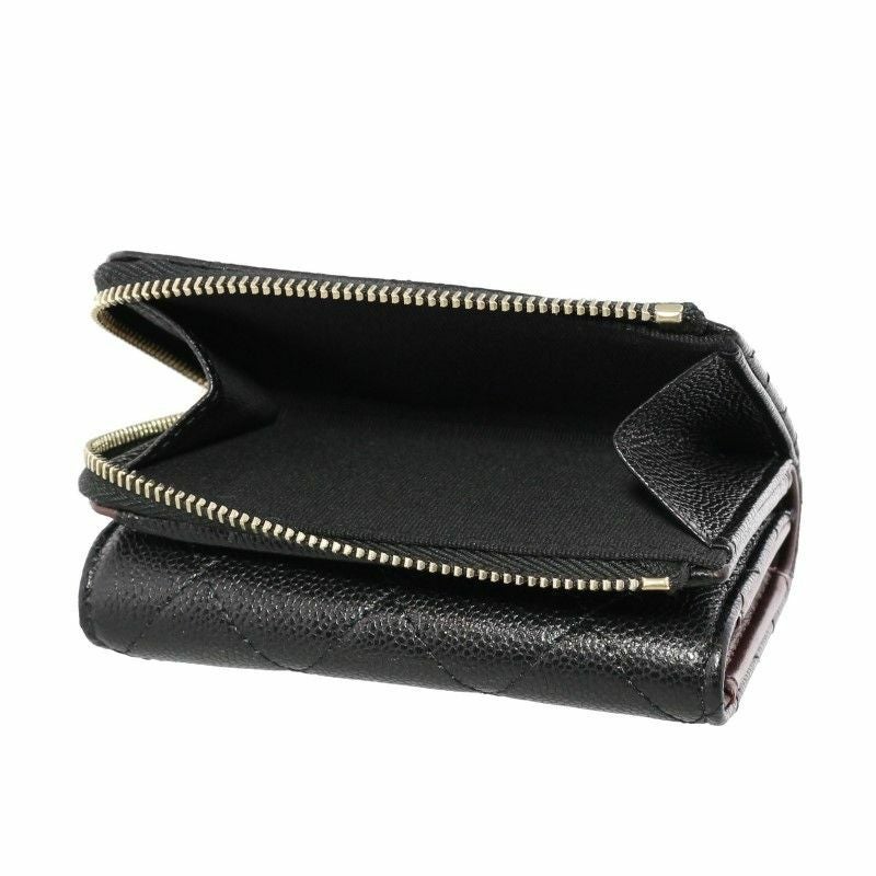 CHANEL 三つ折り財布 レディース マトラッセ ブラック AP3177 B10583