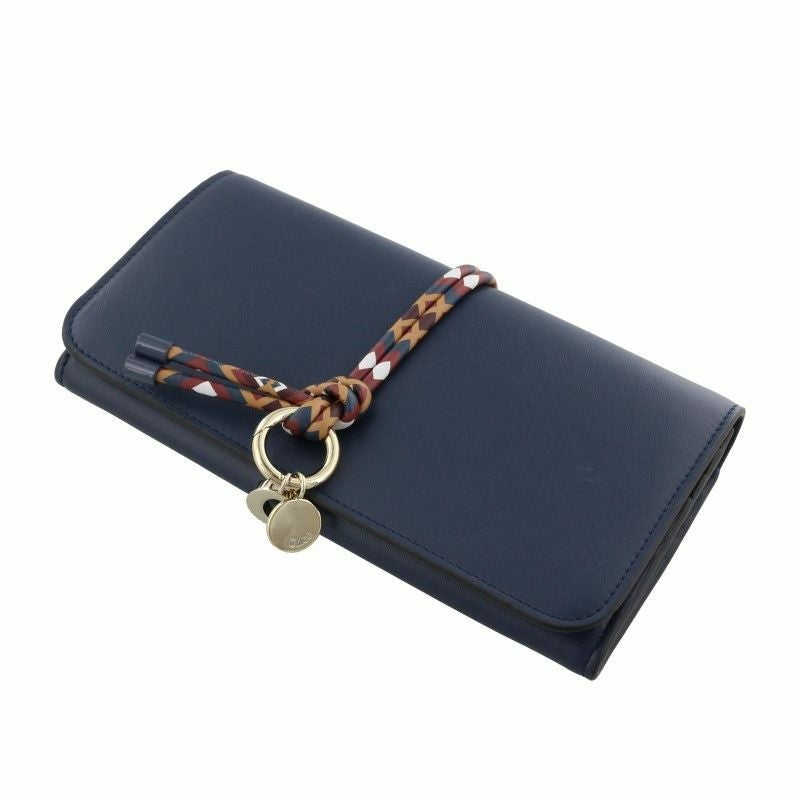クロエ Chloe 長財布　    レディース クロエ Chloe 長財布 オーロラスープル 財布 ネイビー レディース 革