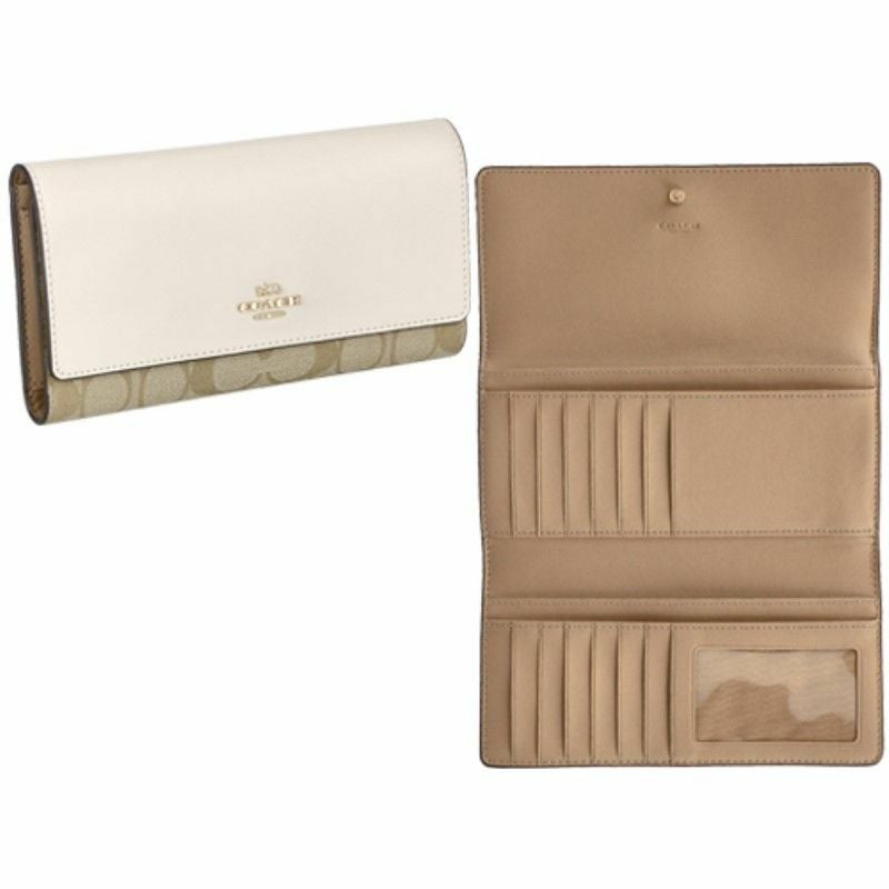 コーチ アウトレット COACH 長財布 シグネチャー ライトカーキ チョーク C5966 IMDQC