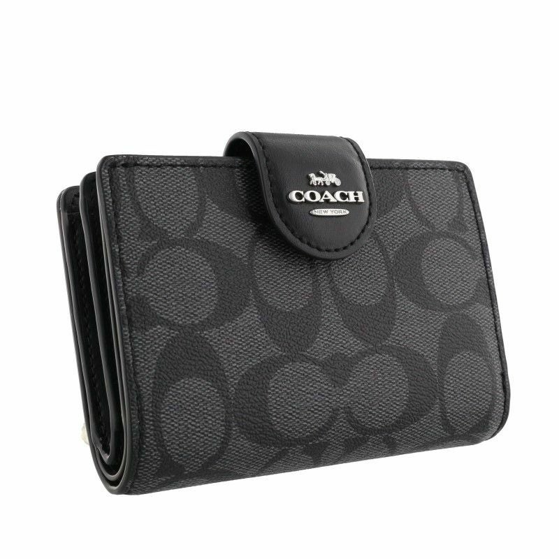 コーチ アウトレット COACH OUTLET 二つ折り財布 レディース グラファイト ブラック C0082 SVTSQ