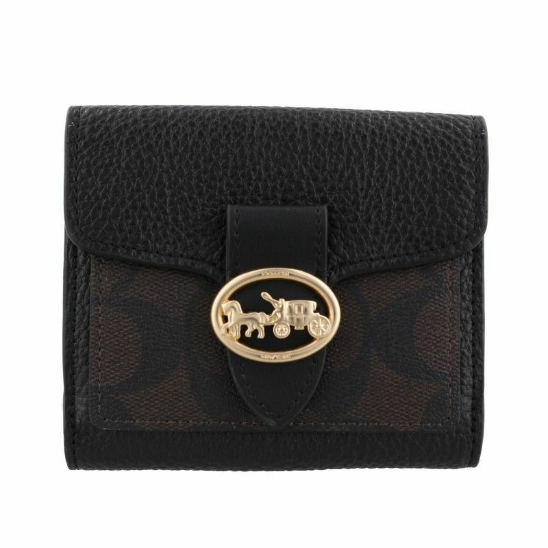 コーチ アウトレット COACH 二つ折り財布 シグネチャー ブラウン