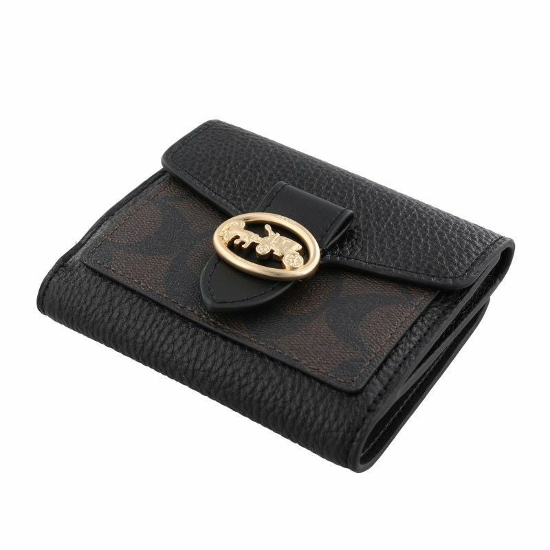 コーチ アウトレット COACH 二つ折り財布 シグネチャー ブラウン