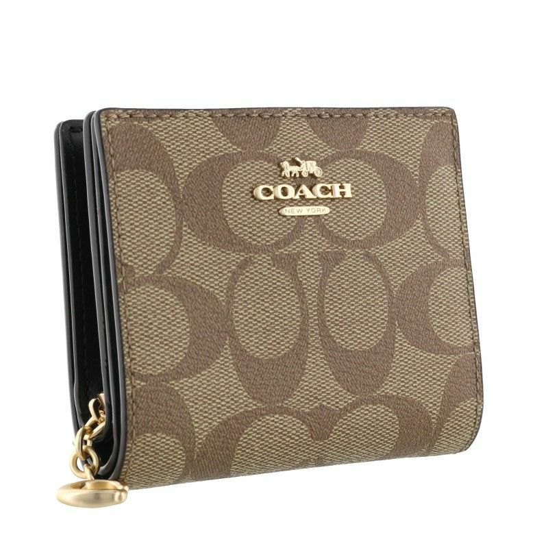 コーチ アウトレット COACH 二つ折り財布 レディース カーキ ブラック C3309 IMCBI