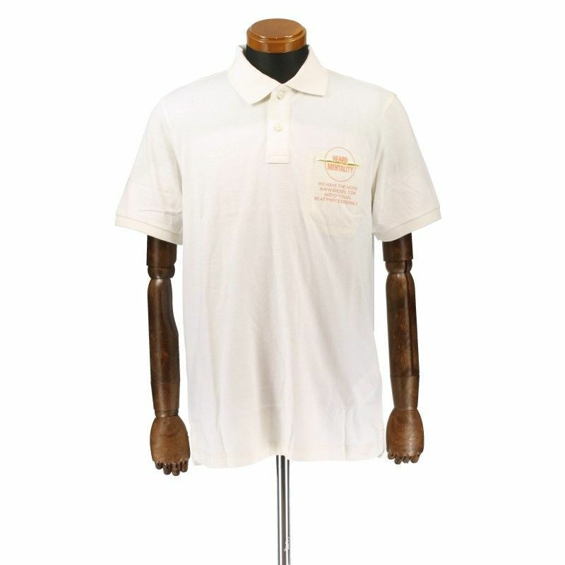DIESEL ディーゼル ポロシャツ メンズ ホワイト XLサイズ A08563 0CJAC 141 IVORY ロゴ