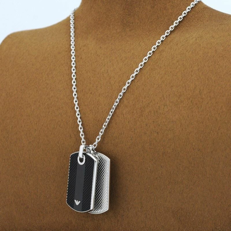 EMPORIO ARMANI エンポリオ アルマーニ ネックレス メンズ レディース シルバー ブラック EGS1542040