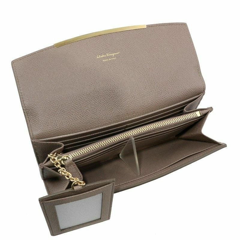 フェラガモ Ferragamo 長財布 ガンチーノ クリップ グレージュ 22D150 0714922 CARAWAY SEED
