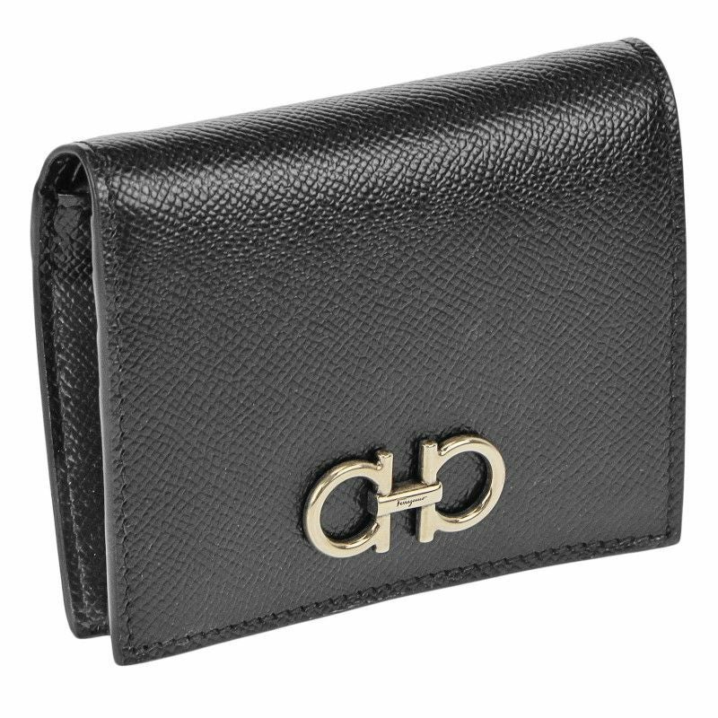 フェラガモ Ferragamo 二つ折り財布 レディース ガンチーニ ブラック