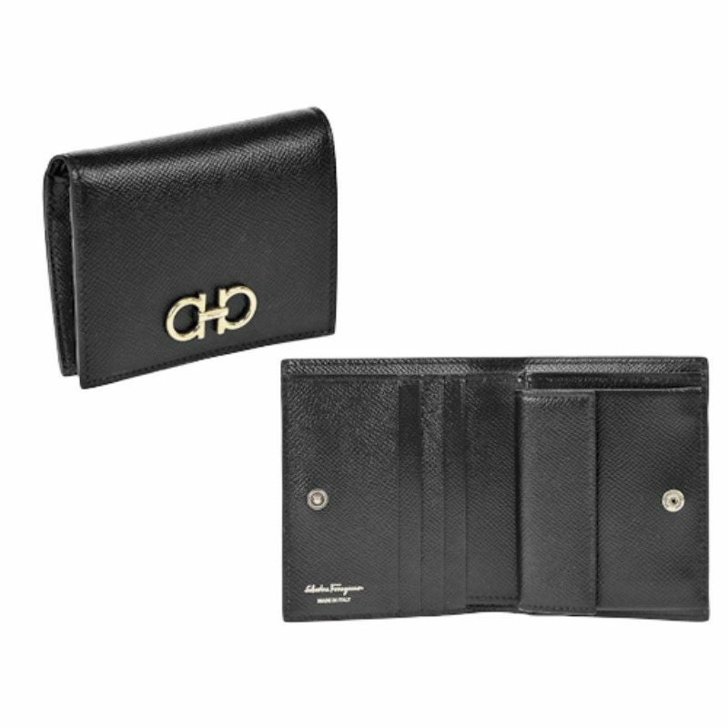 フェラガモ Ferragamo 二つ折り財布 レディース ガンチーニ ブラック 22D780 NERO
