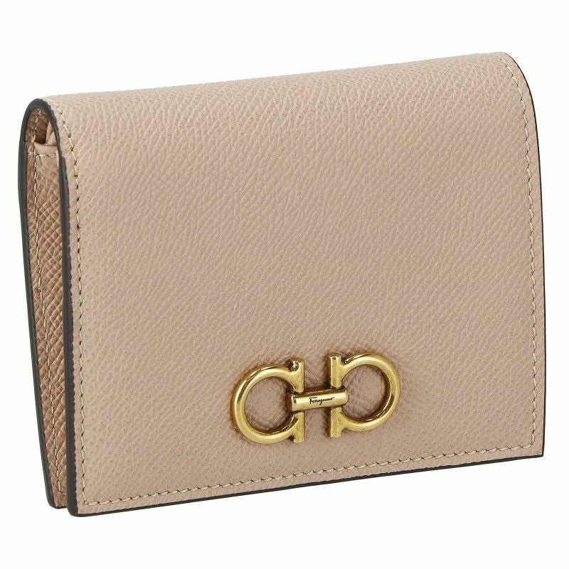 フェラガモ Ferragamo 二つ折り財布 レディース ガンチーニ ベージュ 22D780 AMARE