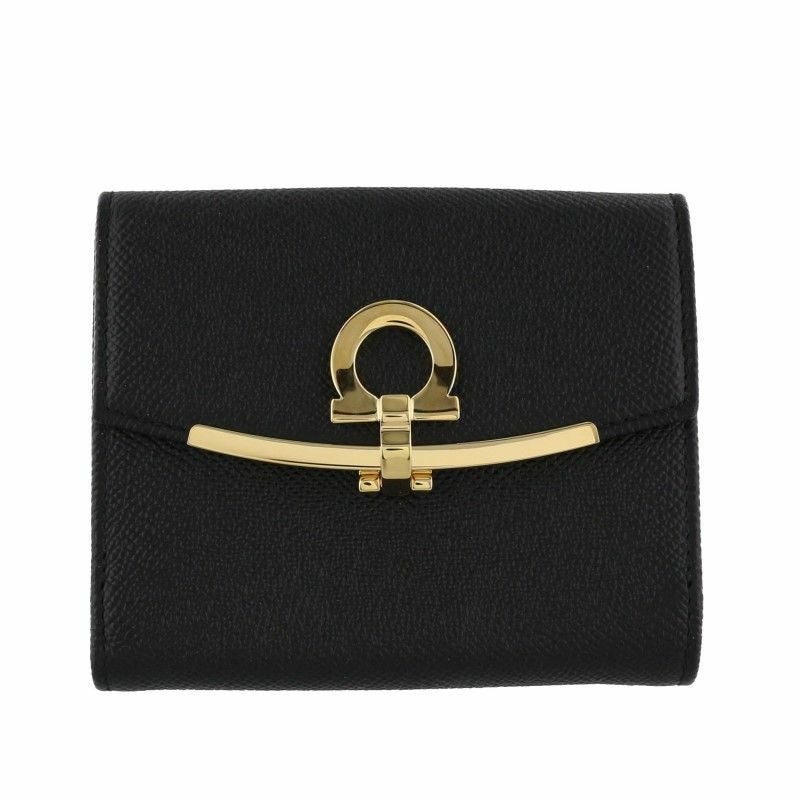 フェラガモ Ferragamo 二つ折り財布 ガンチーニ シティ ブラック