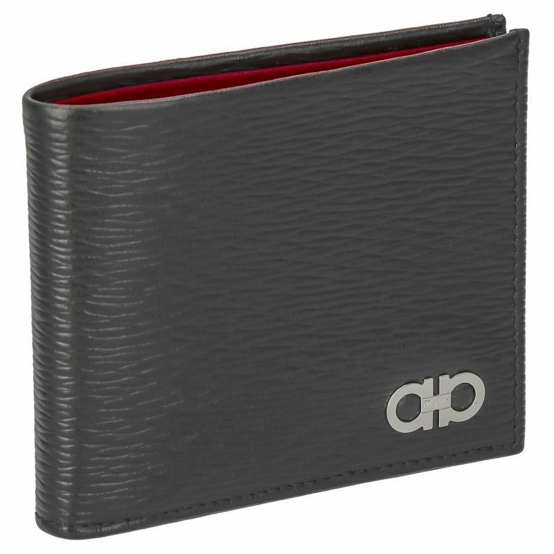 フェラガモ 二つ折り財布 メンズ ダブルガンチーニ ブラック FERRAGAMO