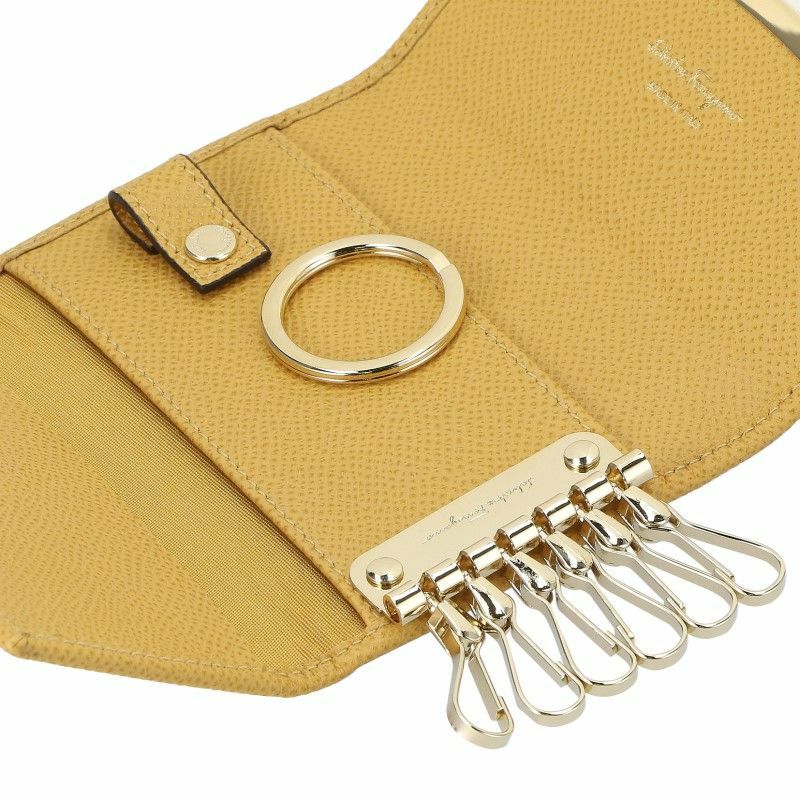 フェラガモ Ferragamo キーケース レディース ガンチーノ クリップ イエロー 22D151 LANGUR
