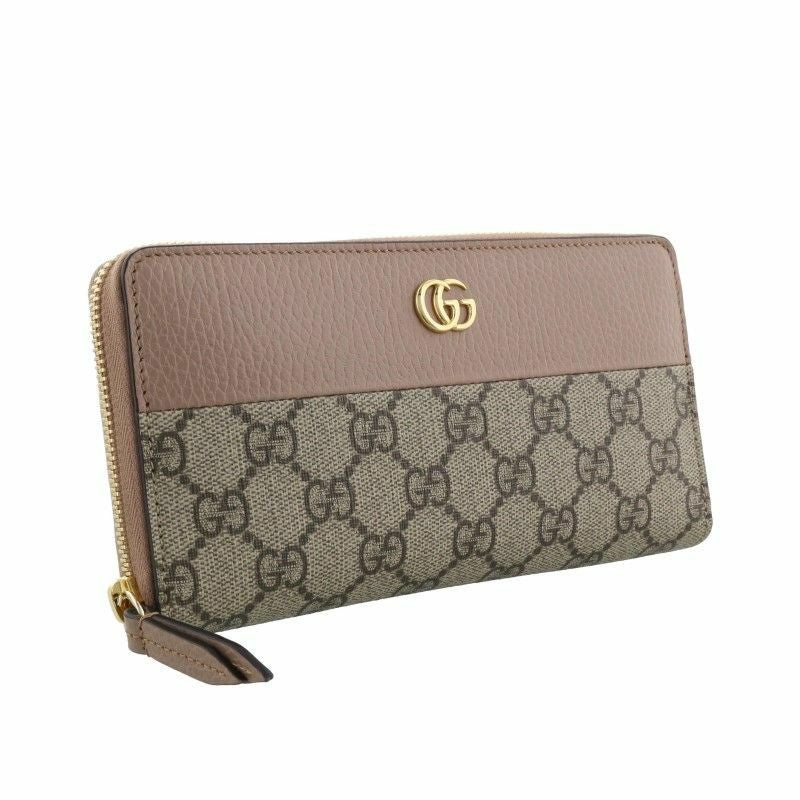 Gucci ggモーマント　スエード GGマーモント〕スモールウォレット ・サンド＆ブラウン GGキャンバス