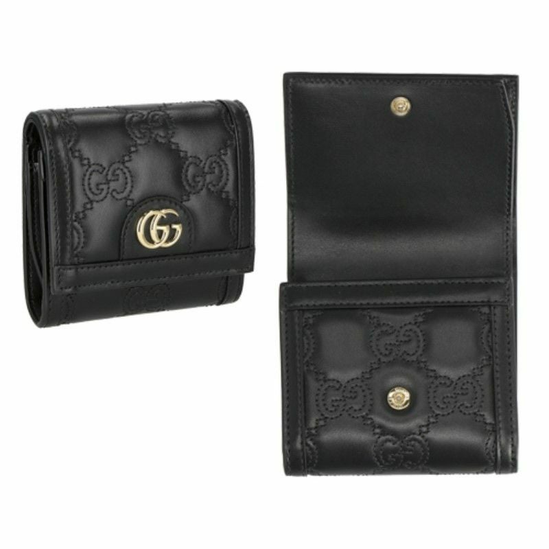 グッチ GUCCI 二つ折り財布 レディース GGマトラッセ ブラック 723799 UM8IG 1000