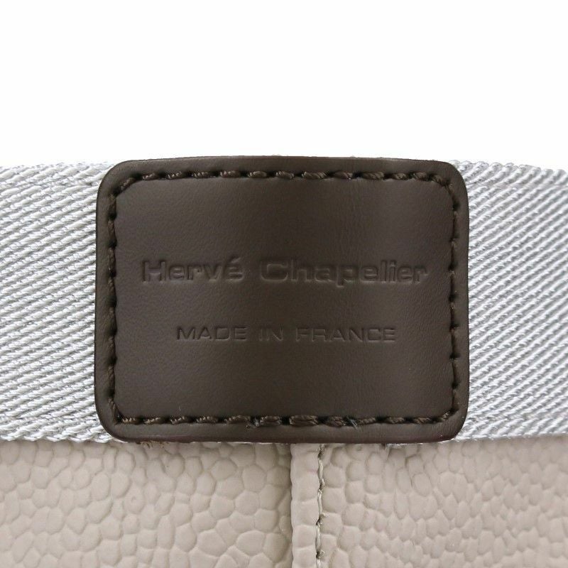 Herve Chapelier エルベシャプリエ コーテッドキャンバススクエアトートL 705GP 63 MASTIC/81 SILVER