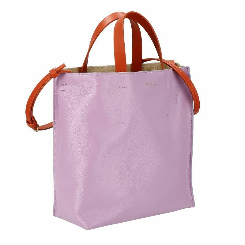 ふわり✨MARNI ミュゼオ トートバッグ 白×ピンク 2way 内袋付き MARNI（マルニ） トートバッグ MUSEO ミュゼオ ミニ SHMP0039Y0