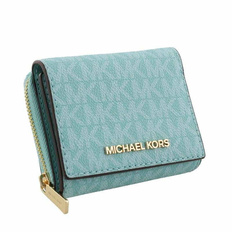 MICHAEL KORS 三つ折り財布ブルー6.5×9.5小さいてかわいいです マイケルコース MICHAEL KORS 三つ折り財布 レディース ブルー