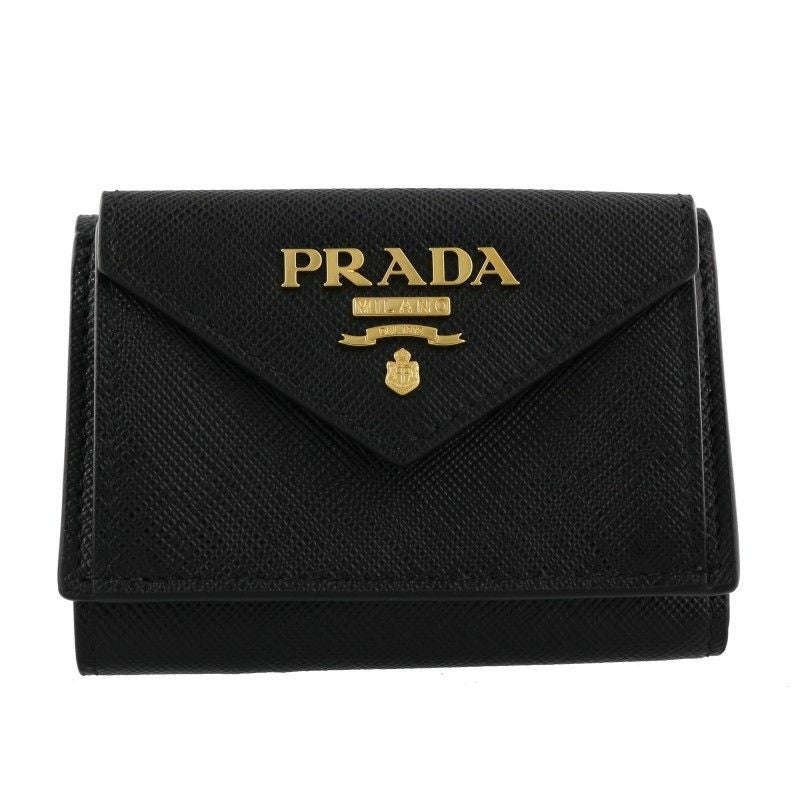 PRADA プラダ 三つ折り財布 レディース ブラック 1MH021 QWA F0002