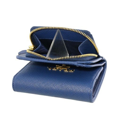 プラダ PRADA 三つ折り財布 レディース SAFFIANO METAL ORO 1MH044 QWA F0016 BLUETTE