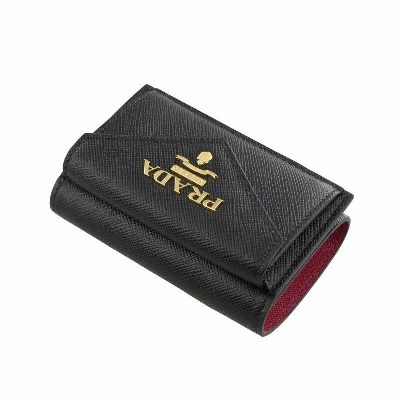 プラダ PRADA 三つ折り財布 レディース ブラック 1MH021 ZLP F061H NERO+IBISCO