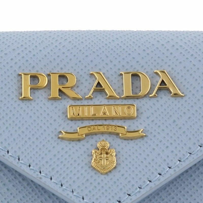 プラダ PRADA 三つ折り財布 レディース ブルー 1MH021 QWA F0076 CELESTE