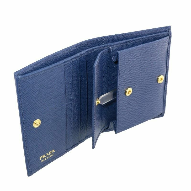 プラダ PRADA 二つ折り財布 レディース SAFFIANO METAL ブルー 1MV204