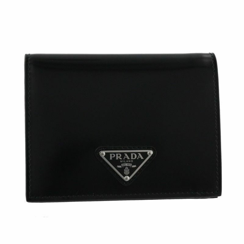 プラダ PRADA 二つ折り財布 レディース SPAZZOLATO ブラック 1MV204