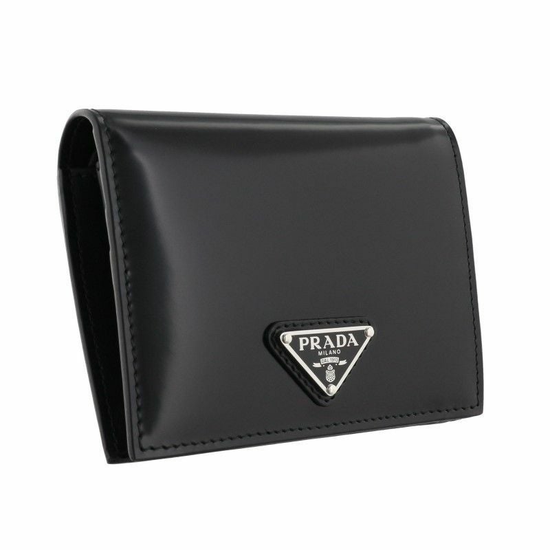 プラダ PRADA 二つ折り財布 レディース SPAZZOLATO ブラック 1MV204