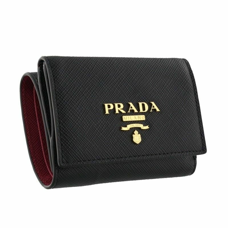プラダ 三つ折り財布 ミニ財布 レディース ブラック 1MH042 ZLP F061H