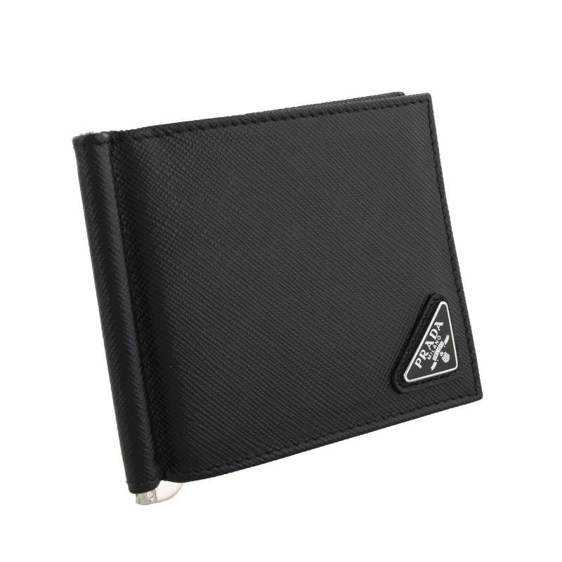 プラダ PRADA 二つ折り財布 メンズ SAFFIANO TRIANGOLO ブラック