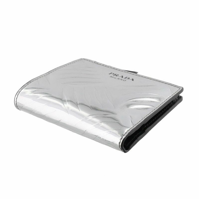 プラダ 二つ折り財布 コンパクト財布 メンズ シルバー 2ML049 2CNU