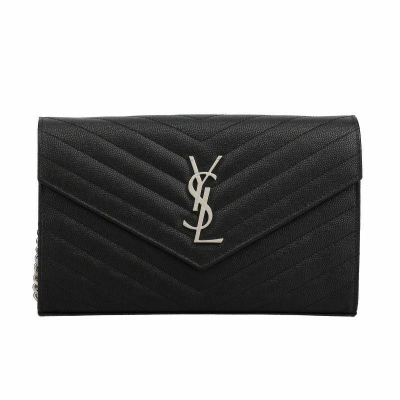 SAINT LAURENT PARIS(サンローランパリ) 財布 サンセット チェーン ウォレット 533026 ネイビー 型押し加工 レザー Yves Saint Laurent イヴサンローラン チェーンウォレット バッグ