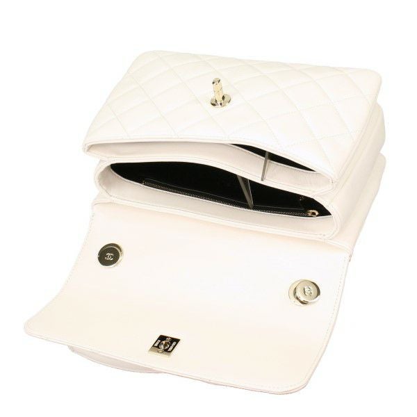 CHANEL トップハンドル フラップ ハンドルA92236 ホワイト シャネル ハンドバッグ レディース トップハンドルフラップバッグ