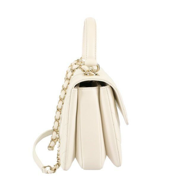 CHANEL (シャネル) シングルフラップバッグ(アイボリー) ミニ フラップ バッグ、グレインド カーフスキン、ライトベージュ