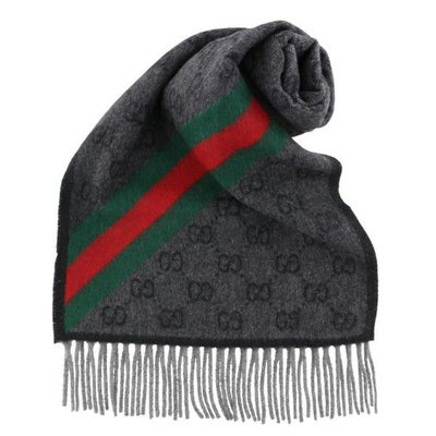 グッチ マフラー メンズ レディース GGロゴ ブラック グレー GUCCI 