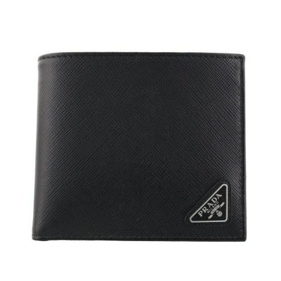 プラダ 二つ折り財布 メンズ SAFFIANO TRIANGOLO ブラック PRADA 