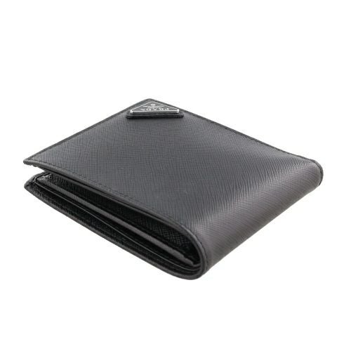 プラダ 二つ折り財布 メンズ SAFFIANO TRIANGOLO ブラック PRADA