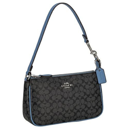 コーチ アウトレット ショルダーバッグ レディース シグネチャー ブルー COACH OUTLET CE698 SVW6O ブラック/ブルーグレー