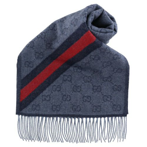 グッチ マフラー メンズ レディース ネイビー GUCCI 570603 3G200 4068