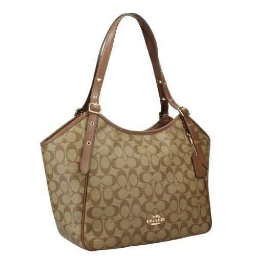 コーチ アウトレット トートバッグ レディース メドウ シグネチャー ブラウン COACH OUTLET CM076 IME74 カーキ サドル 2