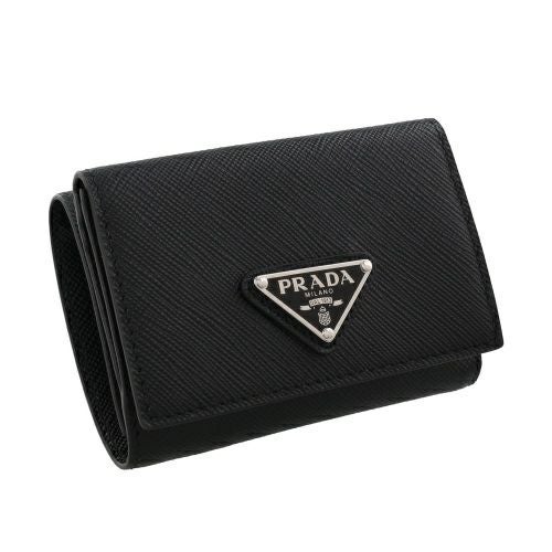 プラダ 三つ折り財布 メンズ トライアングルロゴ ブラック PRADA