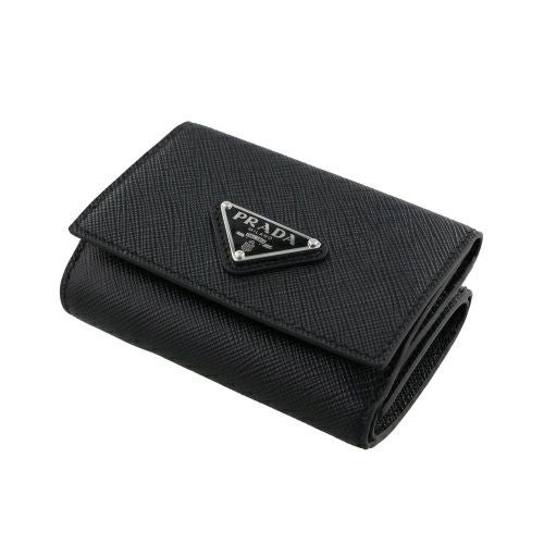 プラダ 三つ折り財布 メンズ トライアングルロゴ ブラック PRADA