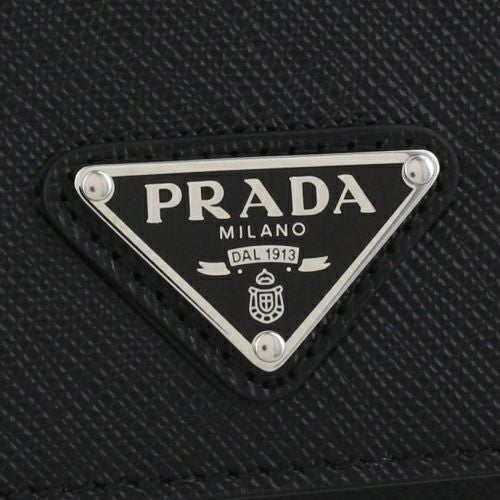 プラダ 三つ折り財布 メンズ トライアングルロゴ ブラック PRADA